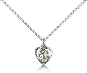 Sterling Silver St. Jude Pendant, Lite Curb Chain, 3/8" x 3/8" Sterling Silver St. Jude Pendant, Lite Curb Chain, 3/8" x 3/8"