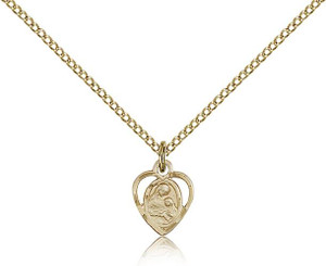 Gold Filled St. Ann Pendant, Gold Filled Lite Curb Chain, 3/8" x 1/4" Gold Filled St. Ann Pendant, Gold Filled Lite Curb Chain, 3/8" x 1/4"