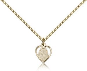 Gold Filled St. Ann Pendant, Gold Filled Lite Curb Chain, 3/8" x 1/4" Gold Filled St. Ann Pendant, Gold Filled Lite Curb Chain, 3/8" x 1/4"