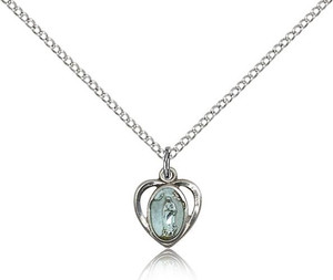 Sterling Silver Our Lady of Guadalupe Pendant, Lite Curb Chain, 3/8" x 1/4" Sterling Silver Our Lady of Guadalupe Pendant, Lite Curb Chain, 3/8" x 1/4"