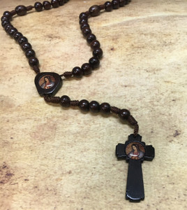 Our Lady Of Guadalupe Brown Wood Bead Cord Rosary Our Lady Of Guadalupe Brown Wood Bead Cord Rosary