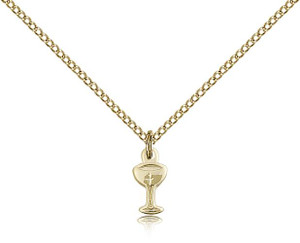Gold Filled Chalice Pendant, Gold Filled Lite Curb Chain, 3/8" x 1/8" Gold Filled Chalice Pendant, Gold Filled Lite Curb Chain, 3/8" x 1/8"