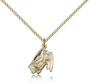 Gold Filled Guardian Angel Pendant, Gold Filled Lite Curb Chain, 5/8" x 1/2" Gold Filled Guardian Angel Pendant, Gold Filled Lite Curb Chain, 5/8" x 1/2"
