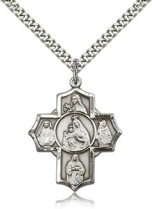 Sterling Silver Our Lady of Mount Carmel Pendant, Stainless Silver Heavy Curb Chain, 1 1/4" x 1" Sterling Silver Our Lady of Mount Carmel Pendant, Stainless Silver Heavy Curb Chain, 1 1/4" x 1"