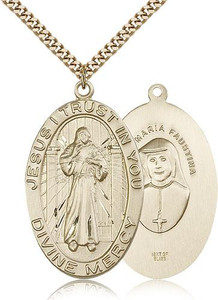 Gold Filled Divine Mercy Pendant, Stainless Gold Heavy Curb Chain, 1 5/8" x 1" Gold Filled Divine Mercy Pendant, Stainless Gold Heavy Curb Chain, 1 5/8" x 1"