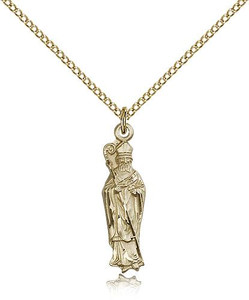 Gold Filled St. Patrick Pendant, Gold Filled Lite Curb Chain, 1" x 1/4" Gold Filled St. Patrick Pendant, Gold Filled Lite Curb Chain, 1" x 1/4"