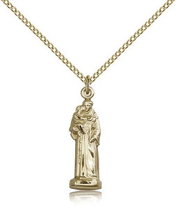 Gold Filled St. Anthony Pendant, Gold Filled Lite Curb Chain, 1" x 1/4" Gold Filled St. Anthony Pendant, Gold Filled Lite Curb Chain, 1" x 1/4"