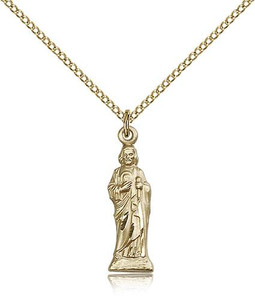 Gold Filled St. Jude Pendant, Gold Filled Lite Curb Chain, 7/8" x 1/4" Gold Filled St. Jude Pendant, Gold Filled Lite Curb Chain, 7/8" x 1/4"