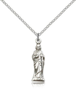 Sterling Silver St. Jude Pendant, Lite Curb Chain, 7/8" x 1/4" Sterling Silver St. Jude Pendant, Lite Curb Chain, 7/8" x 1/4"