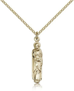 Gold Filled St. Joseph Pendant, Gold Filled Lite Curb Chain, 1" x 1/8" Gold Filled St. Joseph Pendant, Gold Filled Lite Curb Chain, 1" x 1/8"