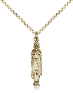Gold Filled Madonna & Child Pendant, Gold Filled Lite Curb Chain, 1" x 1/8" Gold Filled Madonna & Child Pendant, Gold Filled Lite Curb Chain, 1" x 1/8"