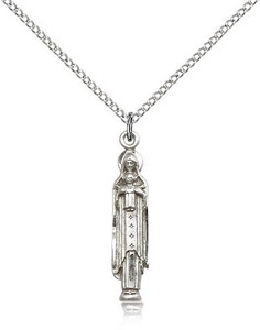 Sterling Silver Madonna & Child Pendant, Lite Curb Chain, 1" x 1/8" Sterling Silver Madonna & Child Pendant, Lite Curb Chain, 1" x 1/8"