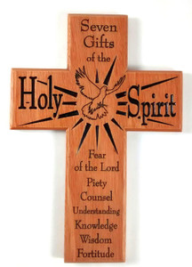 Mahogany Wood Seven Gifts of the Holy Spirit Cross CXG1156SG Mahogany Wood Seven Gifts of the Holy Spirit Cross CXG1156SG