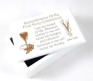 White Mahogany First Communion Keepsake Box N1948HC White Mahogany First Communion Keepsake Box N1948HC
