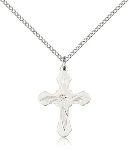 Sterling Silver Cross Pendant, Sterling Silver Lite Curb Chain, 7/8" x 5/8" Sterling Silver Cross Pendant, Sterling Silver Lite Curb Chain, 7/8" x 5/8"