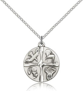 Sterling Silver Christian Life Pendant, Lite Curb Chain, 3/4" x 3/4"