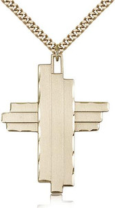 Gold Filled Cross Pendant, Stainless Gold Heavy Curb Chain, 1 3/4" x 1 1/4" Gold Filled Cross Pendant, Stainless Gold Heavy Curb Chain, 1 3/4" x 1 1/4"