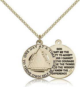 Gold Filled Recovery Pendant, Gold Filled Lite Curb Chain, 3/4" x 3/4" Gold Filled Recovery Pendant, Gold Filled Lite Curb Chain, 3/4" x 3/4"