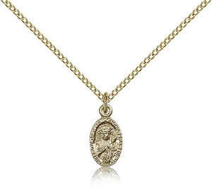 Gold Filled Our Lady of Czestochowa Pendant, Gold Filled Lite Curb Chain, 1/2" x 1/4" Gold Filled Our Lady of Czestochowa Pendant, Gold Filled Lite Curb Chain, 1/2" x 1/4"