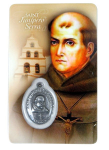 Saint Junipero Serra Holy Card with Medal HC1021 Saint Junipero Serra Holy Card with Medal HC1021
