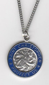 Sterling Silver Enamel St Christopher Medal SM9503 Sterling Silver Enamel St Christopher Medal SM9503