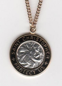 Gold Enamel St Christopher Medal SM9504 Gold Enamel St Christopher Medal SM9504