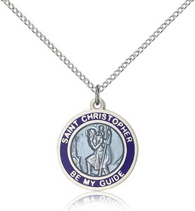 Sterling Silver St. Christopher Pendant, Lite Curb Chain, 3/4" x 5/8" Sterling Silver St. Christopher Pendant, Lite Curb Chain, 3/4" x 5/8"
