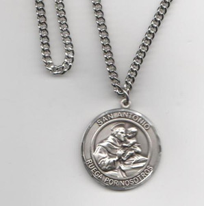 San Antonio Medalla Grande de Plata Esterlina, 1" Forma Redonda San Antonio Medalla Grande de Plata Esterlina, 1" Forma Redonda
