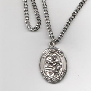 San Antonio Medalla Grande de Plata Esterlina, 1" Forma Oval San Antonio Medalla Grande de Plata Esterlina, 1" Forma Oval