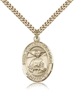 Sterling Silver St. Catherine Laboure Pendant, Stainless Silver Heavy Curb Chain, Large Size Catholic Medal, 1" x 3/4" Sterling Silver St. Catherine Laboure Pendant, Stainless Silver Heavy Curb Chain, Large Size Catholic Medal, 1" x 3/4"