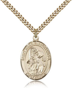 Gold Filled St. Gabriel the Archangel Pendant, Stainless Gold Heavy Curb Chain, Large Size Catholic Medal, 1" x 3/4" Gold Filled St. Gabriel the Archangel Pendant, Stainless Gold Heavy Curb Chain, Large Size Catholic Medal, 1" x 3/4"