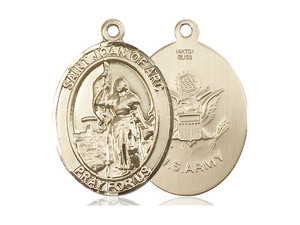 Gold Filled St. Joan Of Arc / Army Pendant, SG Heavy Curb Chain, Large Size Catholic Medal, 1" x 3/4" Gold Filled St. Joan Of Arc / Army Pendant, SG Heavy Curb Chain, Large Size Catholic Medal, 1" x 3/4"