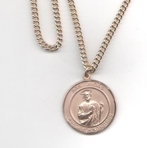 San Judas Tadeo - Medalla Grande de Oro, 1" Forma Redonda San Judas Tadeo - Medalla Grande de Oro, 1" Forma Redonda