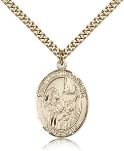 Gold Filled St. Mary Magdalene Pendant, Stainless Gold Heavy Curb Chain, Large Size Catholic Medal, 1" x 3/4" Gold Filled St. Mary Magdalene Pendant, Stainless Gold Heavy Curb Chain, Large Size Catholic Medal, 1" x 3/4"