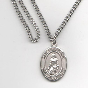 San Peregrino - Medalla Grande de Plata de Esterlina, 1" Forma Ovulo San Peregrino - Medalla Grande de Plata de Esterlina, 1" Forma Ovulo