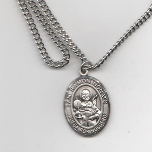 San Ramon o Raymon Nonato - Medalla Grande de Plata Esterlina, 1" Forma Ovulo