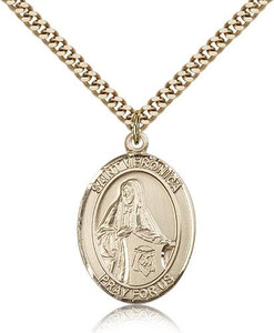 Gold Filled St. Veronica Pendant, Stainless Gold Heavy Curb Chain, Large Size Catholic Medal, 1" x 3/4"