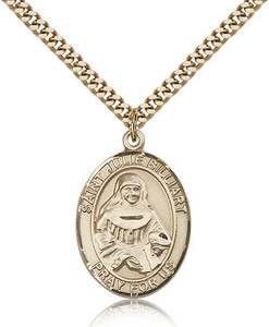 Gold Filled St. Julie Billiart Pendant, Stainless Gold Heavy Curb Chain, Large Size Catholic Medal, 1" x 3/4" Gold Filled St. Julie Billiart Pendant, Stainless Gold Heavy Curb Chain, Large Size Catholic Medal, 1" x 3/4"