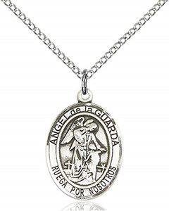 Angel De La Guardia - Medalla Grande de Plata Esterlina, 1" Forma Oval Angel De La Guardia - Medalla Grande de Plata Esterlina, 1" Forma Oval