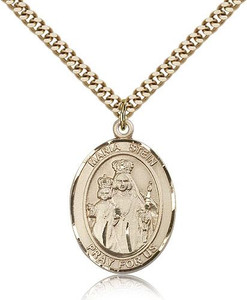 Gold Filled Maria Stein Pendant, Stainless Gold Heavy Curb Chain, Large Size Catholic Medal, 1" x 3/4" Gold Filled Maria Stein Pendant, Stainless Gold Heavy Curb Chain, Large Size Catholic Medal, 1" x 3/4"