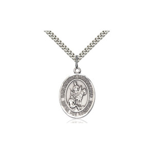 San Martin Caballero (de Tours)- Medalla Grande Mediana de Plata de Esterlina, 1" Forma Ovulo