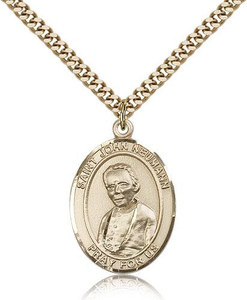 Gold Filled St. John Neumann Pendant, Stainless Gold Heavy Curb Chain, Large Size Catholic Medal, 1" x 3/4" Gold Filled St. John Neumann Pendant, Stainless Gold Heavy Curb Chain, Large Size Catholic Medal, 1" x 3/4"