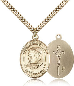 Gold Filled Pope Benedict XVI Pendant, Stainless Gold Heavy Curb Chain, Large Size Catholic Medal, 1" x 3/4" Gold Filled Pope Benedict XVI Pendant, Stainless Gold Heavy Curb Chain, Large Size Catholic Medal, 1" x 3/4"