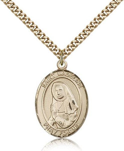 Gold Filled St. Madeline Sophie Barat Pendant, Stainless Gold Heavy Curb Chain, Large Size Catholic Medal, 1" x 3/4" Gold Filled St. Madeline Sophie Barat Pendant, Stainless Gold Heavy Curb Chain, Large Size Catholic Medal, 1" x 3/4"