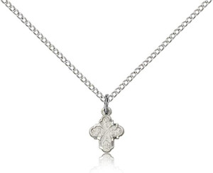 Sterling Silver 4-Way Pendant, Lite Curb Chain, 3/8" x 1/4"