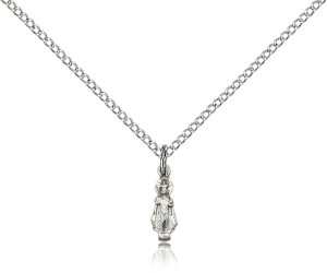 Sterling Silver Infant Pendant, Lite Curb Chain, 3/8" x 1/8"