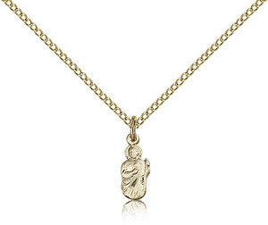 Gold Filled St. Jude Pendant, Gold Filled Lite Curb Chain, 3/8" x 1/8" Gold Filled St. Jude Pendant, Gold Filled Lite Curb Chain, 3/8" x 1/8"