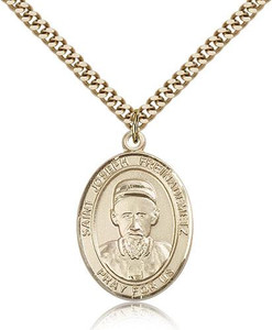 Gold Filled St. Joseph Pendant, Stainless Gold Heavy Curb Chain, Large Size Catholic Medal, 1" x 3/4" Gold Filled St. Joseph Pendant, Stainless Gold Heavy Curb Chain, Large Size Catholic Medal, 1" x 3/4"