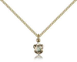 Two-Tone SS/GP Miraculous Pendant, Gold Filled Lite Curb Chain, 3/8" x 1/4" Two-Tone SS/GP Miraculous Pendant, Gold Filled Lite Curb Chain, 3/8" x 1/4"