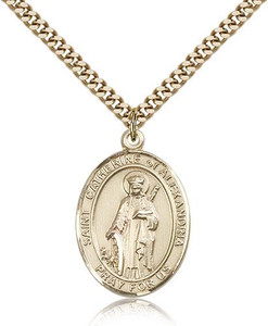 Gold Filled St. Catherine of Alexandria Pendant, Stainless Gold Heavy Curb Chain, Large Size Catholic Medal, 1" x 3/4" Gold Filled St. Catherine of Alexandria Pendant, Stainless Gold Heavy Curb Chain, Large Size Catholic Medal, 1" x 3/4"